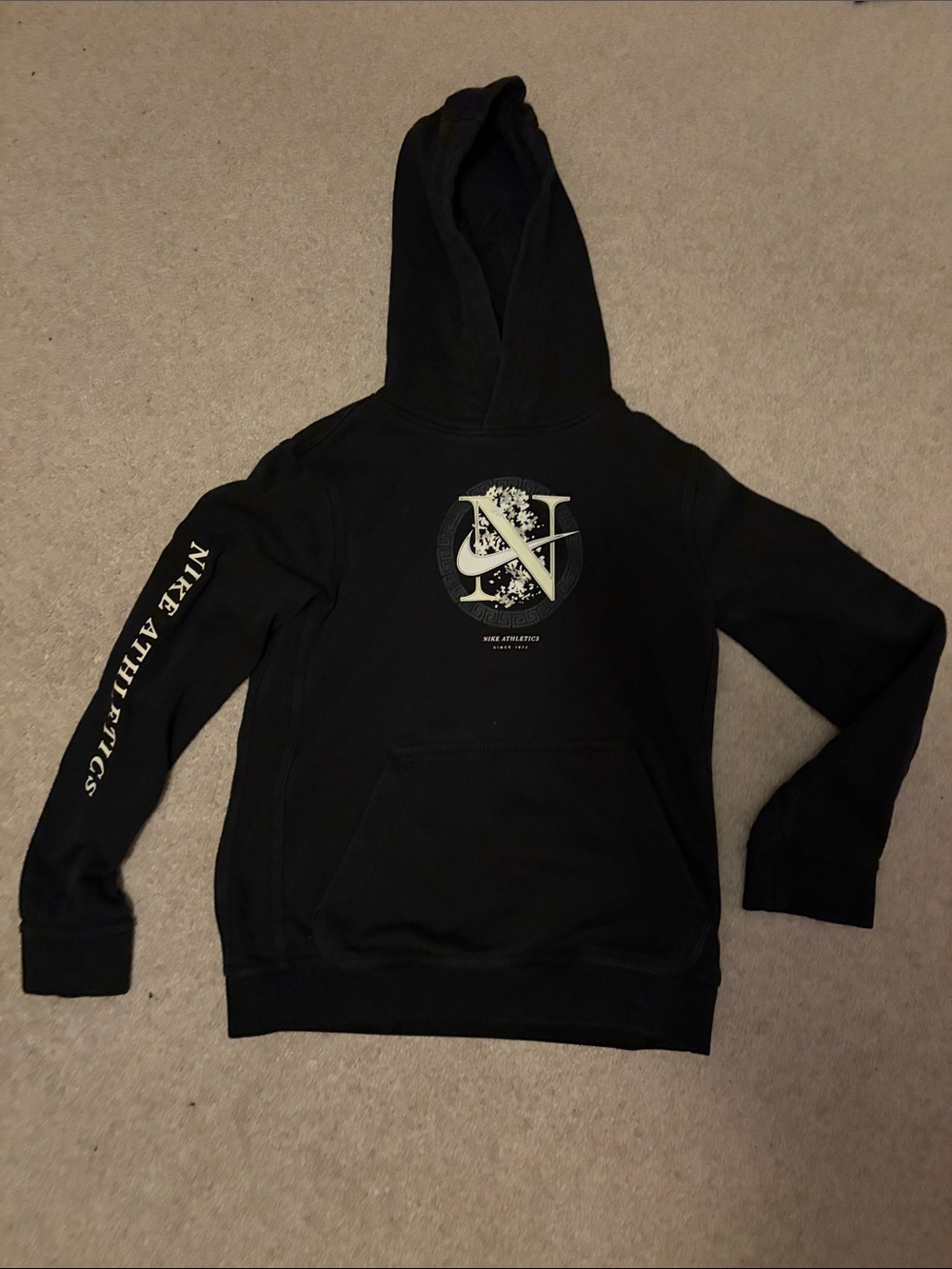 Nike Black Crewneck Hoodie with White Logo